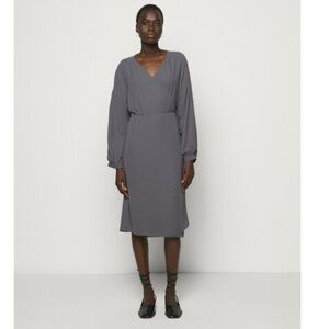 Filippa K Willa wrap Dress in gun metal grey sz 6